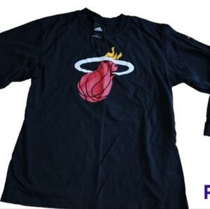 Adidas Miami Heat NBA Basketball Boys Long Sleeve Tshirt XL 18-20 Black Cotton